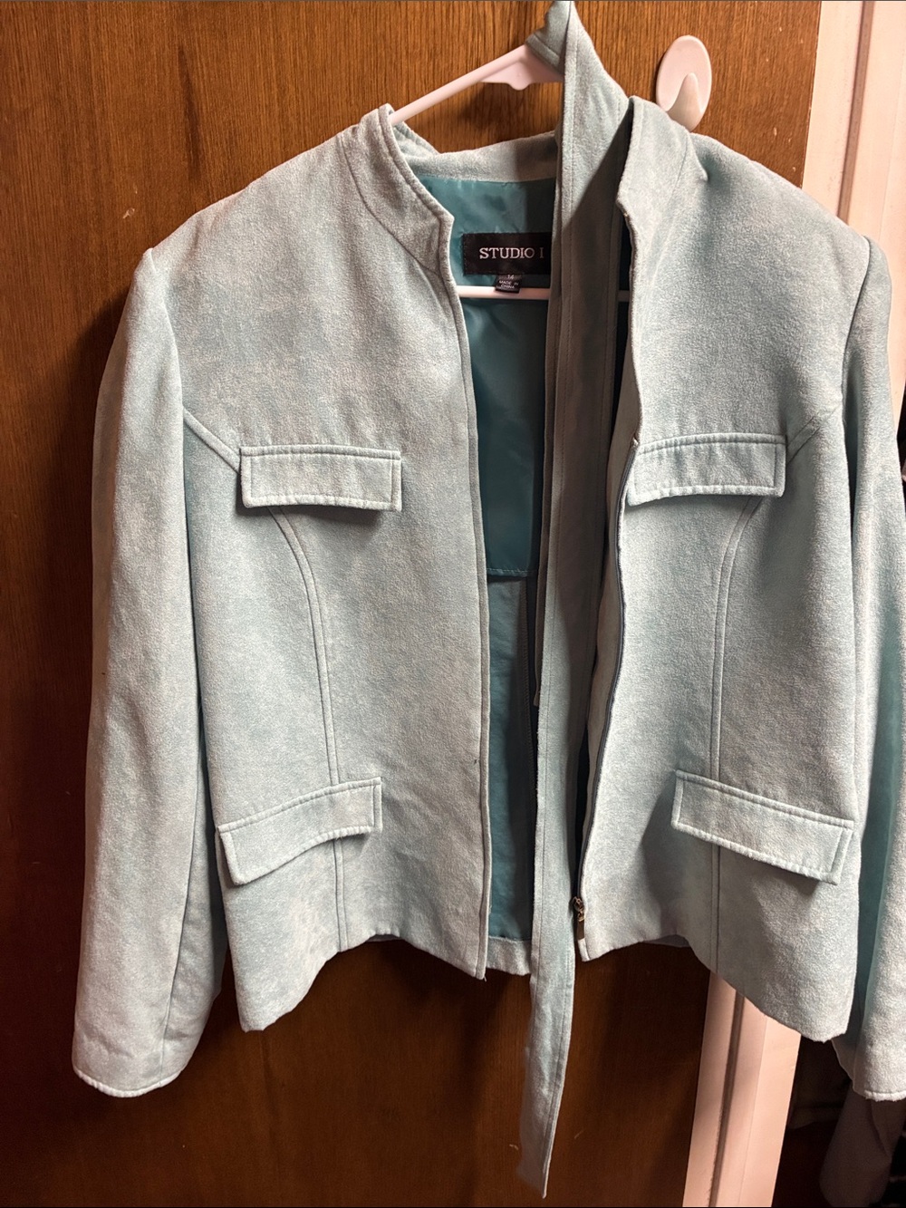 Studio I Pale Blue Women's Zip Jacket with Flap Pockets